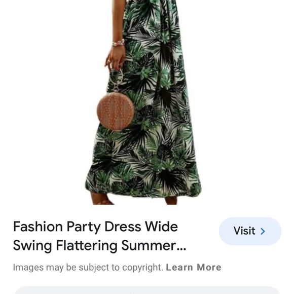 Blue/Green tropical leaf maxi dress - Picture 6 of 6